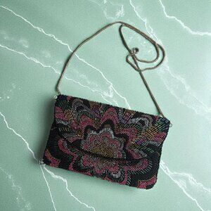 LE REGALE Vintage Beaded Multicolor Cocktail Bag w/ Chain Strap
